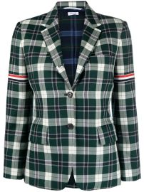 Thom Browne Tartan single-breasted Blazer - at Farfetch